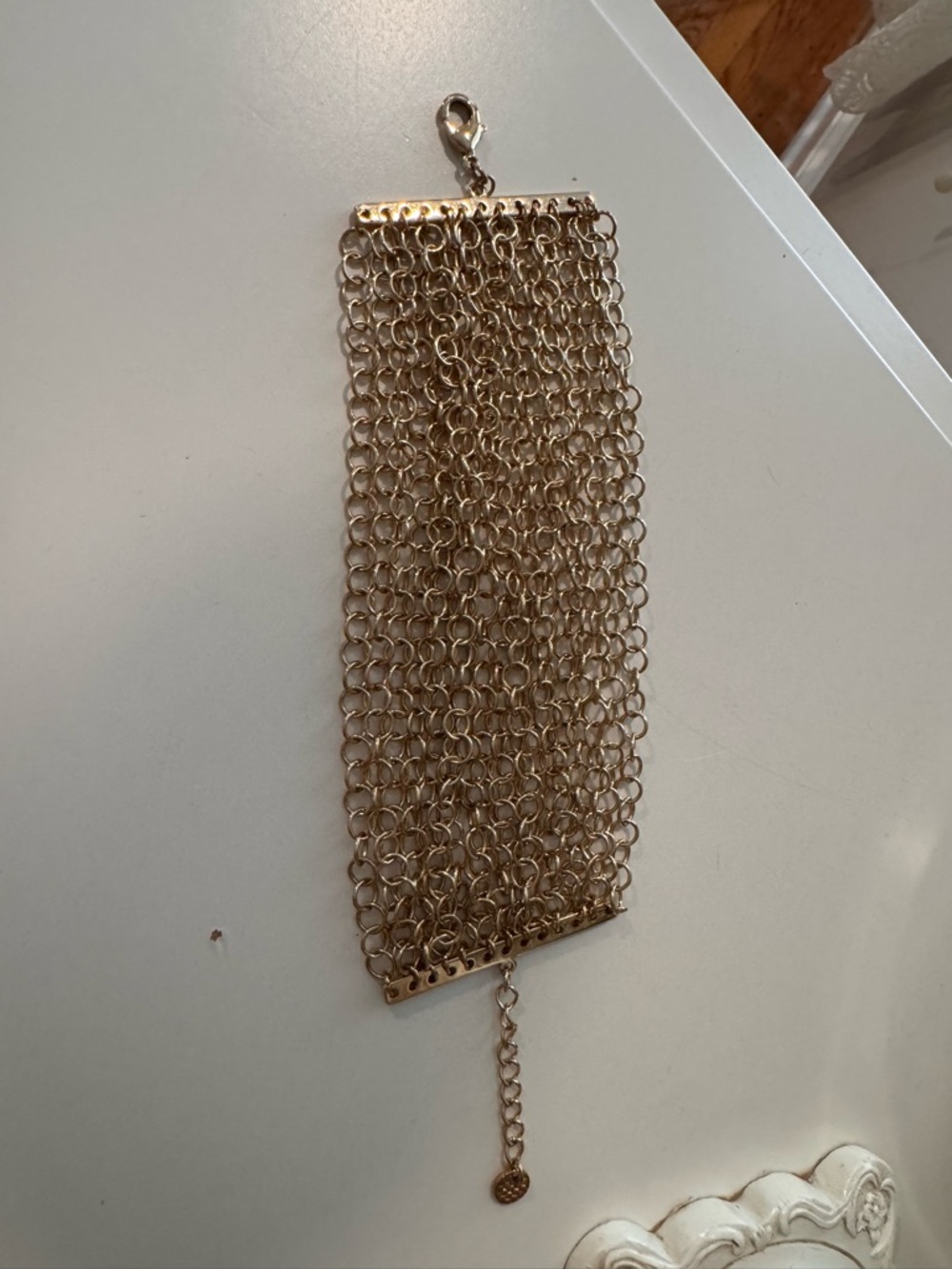 3/12$ Marlyn Schiff Wide Gold Chain Mesh Bracelet - Picture 7 of 10